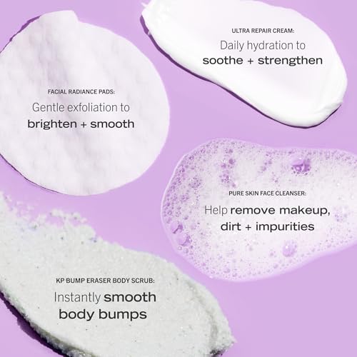 First Aid Beauty - Hydrated Glow Kit: KP Bump Eraser Body Scrub, 4 oz, Facial Radiance Pads, 28 Pads, Pure Skin Face Clean...