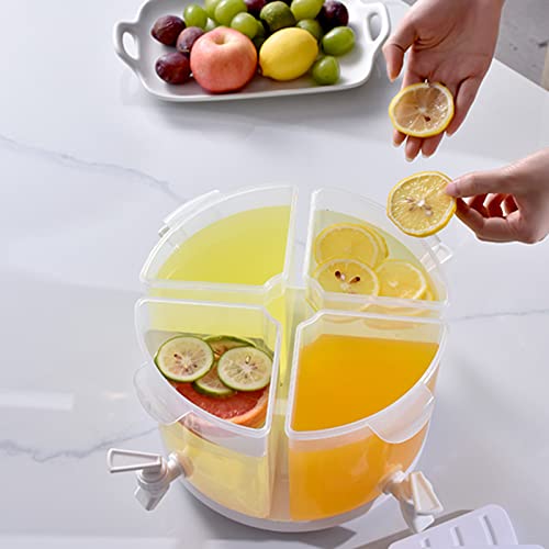 Beverage Dispenser for Fridge, 5.5 L Rotating Plastic Drink Dispenser for Fridge, 4 Compartment Cooler Bottle with Lid and...
