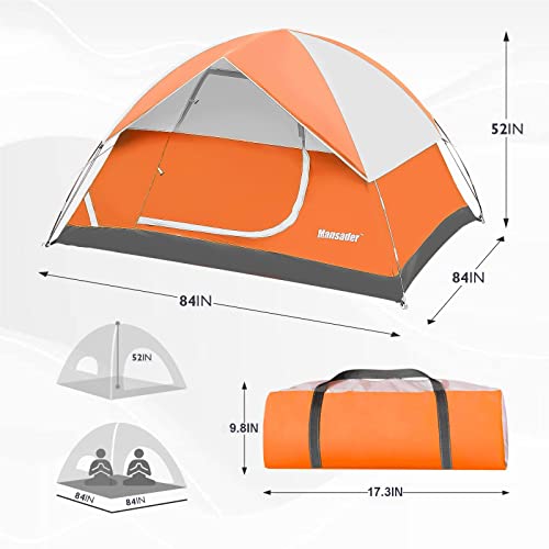 MANSADER Camping Tent, Waterproof 2/3/4 Person Tents for Camping, Lightweight Easy Set Up Outdoor Hiking Tent Backpacking ...