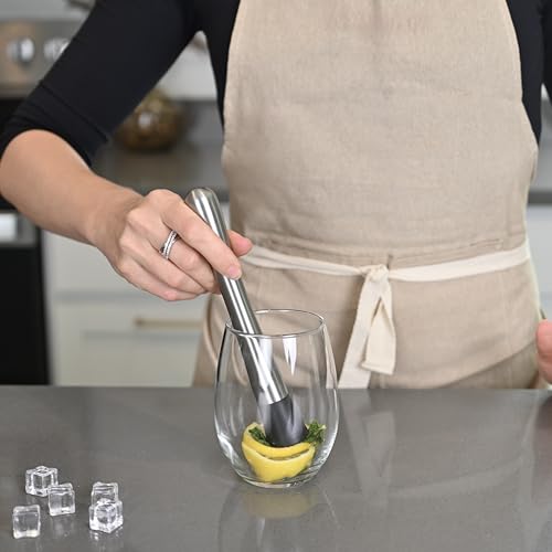4-Piece Cocktail Shaker Set-Muddler, Jigger, Spoon