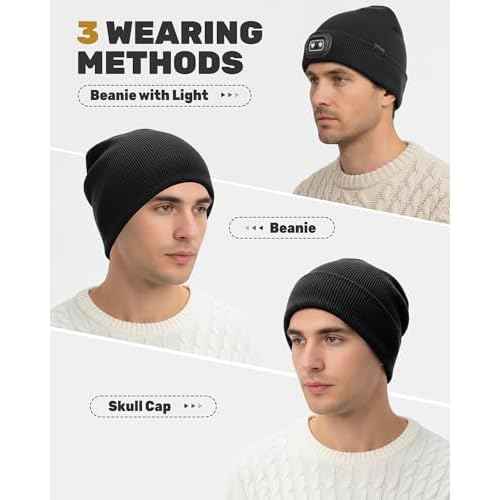 Beanie with Headlamp Beanie with Light LED Winter Stocking Cap Knit Hats for Men Women