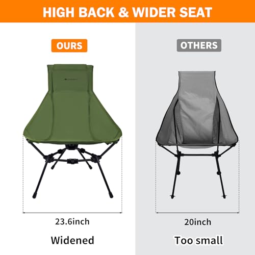 Camping Chair + Backpacking Tent, Orange 2 Person 4 Season Tent & Ultralight High Back Aluminum Widen Frame Structure Fold...