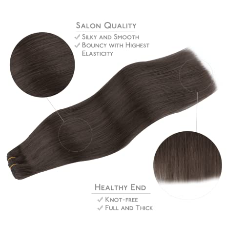 WENNALIFE Sew in Hair Extensions Real Human Hair, 22 Inch 110g Dark Brown Machine Weft Remy Hair Hand Tied Weft Straight Extensiones De Cabello Hmano