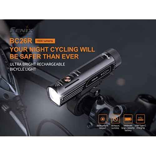 Fenix BC26R USB-C Rechargeable Bike Light,1600 Lumens Super Bright with LumenTac Organizer