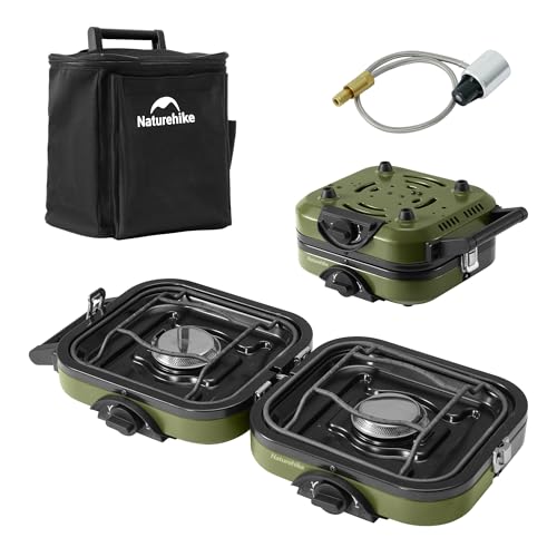 Naturehike 2 Burner Folding Camping Stove, Portable Propane Gas Stove with Carry Bag, 16000 BTU High-Performance Camp Stov...