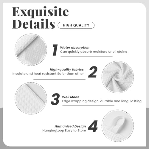 Novastar Kitchen Towels - Soft Absorbent Quick Towels for Kitchen Drying, Light Green White Checkered Print Drying Dish Hand Towel for Home Decor with Lanyard