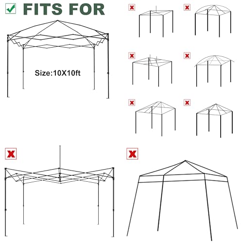 2PCS Canopy Replacement Top Silver Coated with Air Vent Upgraded Adjustable Straps for Most 10x10 Straight Leg Frame (Red)