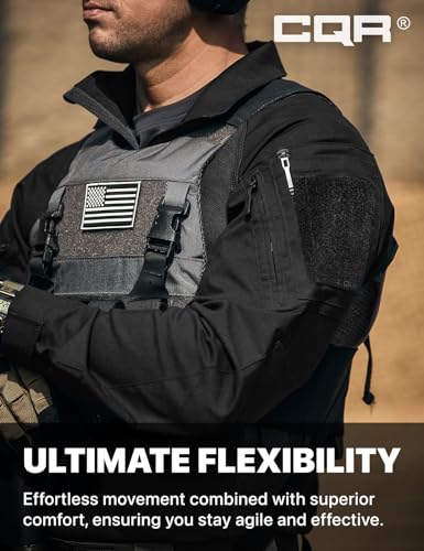 CQR Men's Combat Shirt Tactical 1/4 Zip Long Sleeve Military BDU Shirts Camo EDC Top with Pockets