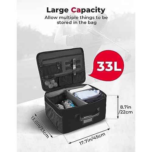 KEMIMOTO Golf Trunk Organizer Collapsible 1680D Waterproof for Car, SUV, Large Storage Space to Store Golf Accessories, Great Gift for Golfers, Black
