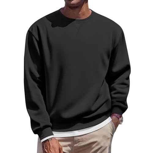 COOFANDY Men's Fleece Crewneck Sweatshirt Casual Long Sleeve Pullover Fall Winter Warm Sweatshirts Fashion Pullovers
