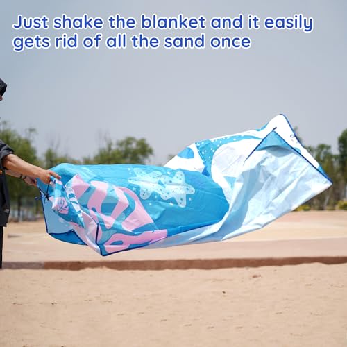 aoole Beach Blanket Sandproof, Extra Large Beach Mat 80"*80" for 1-8 Persons,Waterproof Outdoor Picnic Blankets, Lightweig...