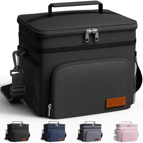 HOTOR Insulated Lunch Box for Men & Women - Leak-Proof Cooler Lunch Bag with 4 Pockets, Adjustable Strap, Ideal for Work, ...