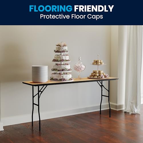 Flash Furniture Gael 6' Wood Folding Training and Event Table, Rectangular Folding Training Table with Smooth Clear Coated...