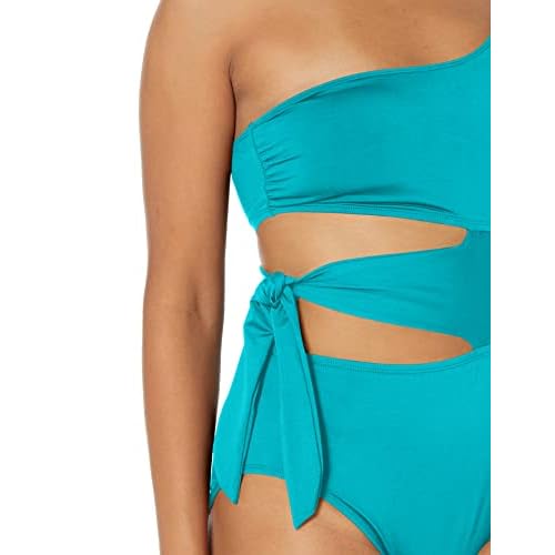 La Blanca Women's One Piece Swimsuit Cutout Single Shoulder Tummy Control Island Goddess Bathing Suit