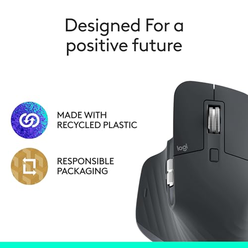 Logitech MX Master 3S Bluetooth Edition Wireless Mouse, No USB Receiver - Ultra-Fast Scrolling, Ergo, 8K DPI, Track on Gla...