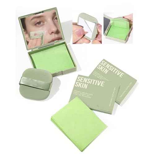 300 Oil Blotting Sheets for Face with Mirror & Puff Set | Oil Absorbing Sheets for Oily Skin | High-Performance Oil Control | Say Goodbye to Greasy | Summer Essentials for Women