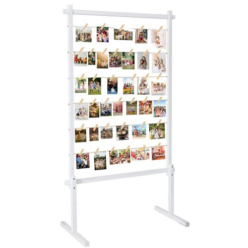 Collage Picture Frame,Photo Display Board with Clips,Wood Pictures Photos Frames With Stand for Wedding Graduation Party B...
