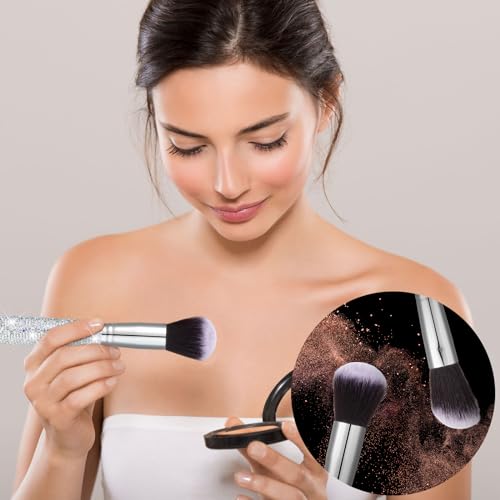 Nuogo 13 Pcs Rhinestone Makeup Brushes Set 12 Bling Crystal Professional Face Cosmetics Blending Liquid Foundation Powder ...