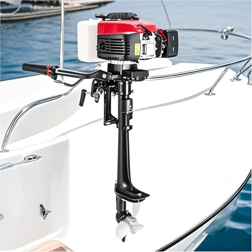 4-Stroke 4HP Outboard Motor, Gas Powered Boat Engine, Air Cooling Outboard Boat Motor, Lightweight Portable Outboard Motor...