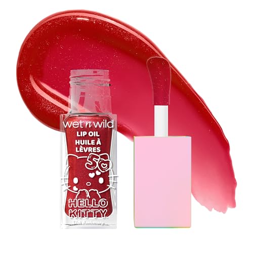 wet n wild Hello Kitty Glitter Lip Oil, New 10 Oil Infused Formula, Warm Apple Pie Lightly Scented, Sparkly Bold Colors, C...