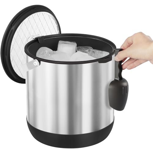 7QT/6.8L Large Insulated Ice Bucket for Parties, Double-Wall Beverage Bucket with Scoop & Lid,Keeps Champagne, Wine, Beer ...