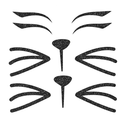 Merroyal Cat Face Jewels, Cat Face Stickers Halloween Costume Accessories for Women and Girls