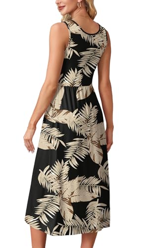 WIHOLL Summer Dresses for Women Flowy Casual Midi Dress Beach Vacation Sundresses with Pockets