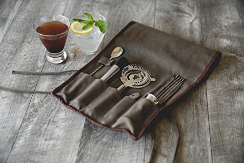 PICNIC TIME 10-Piece Bar Tool Roll Up Kit, Travel Bartender Kit with Bag and Cocktail Set, Mixology Bartender Travel Set w...