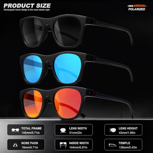 AWGSEE 3 Pack Polarized Sunglasses for Men Women, Lightweight UV Protection Sports Sun Glasses for Driving Fishing Golf