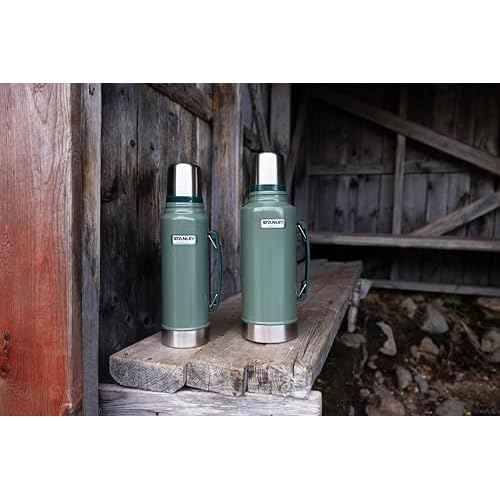 Stanley Heritage Classic Vacuum Bottle with Handle 2.0 qt | Wide Mouth with Leakproof Cup Lid | Keep Drinks Hot Cold for Travel | Insulated Stainless Steel Thermal Bottle | BPA-Free | Hammertone Green