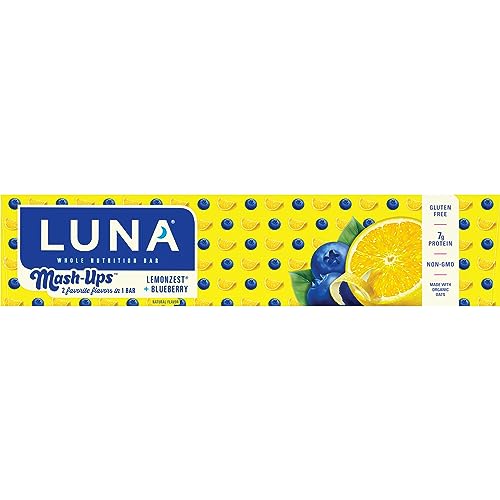 LUNA Bar - Mash-Ups LemonZest + Blueberry Flavor - Snack Bars - Non-GMO - Gluten-Free Protein Bars - Made with Organic Oats (15 Pack)