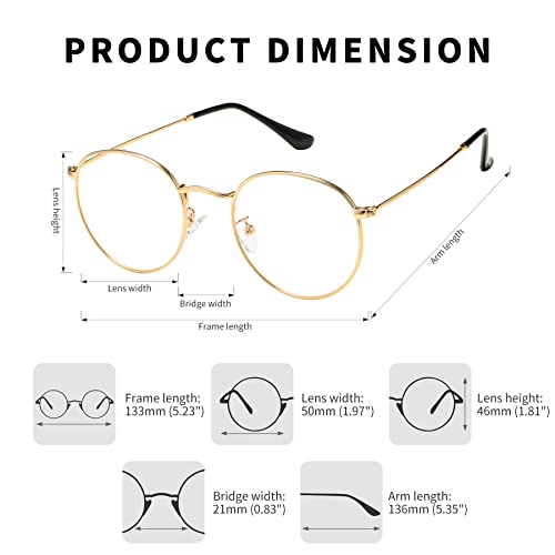 Pro Acme Classic Round Metal Clear Lens Glasses Frame Unisex Circle Eyeglasses