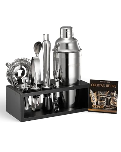 VEVOR Cocktail Shaker Set, 13-Piece Stainless Steel Bar Tools with Bamboo Stand, Martini Bartender Kit Accessories | Mixer...