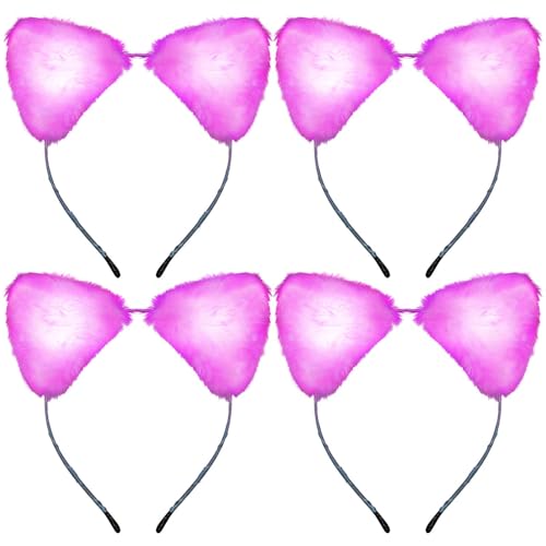 Juexica Light up Cat Ear Headband LED Kitty Ear Furry Cute Headbands Glow for Party Concert Night Clubs Birthday Cosplay