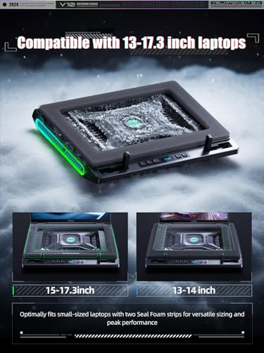 llano V10 Gaming Laptop Cooling Pad, RGB Laptop Cooler Stand with Powerful 4.72 Inch External Turbo Cooling Fan, Fast Cool...