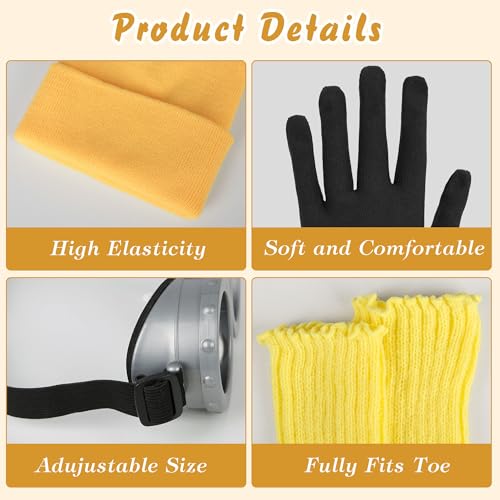 Tinyones 6 Pcs Women's Halloween Costume Accessories Set, Goggles/Yellow Beanie/Blue Dress/Blue Suspenders/Gloves/Yellow S...