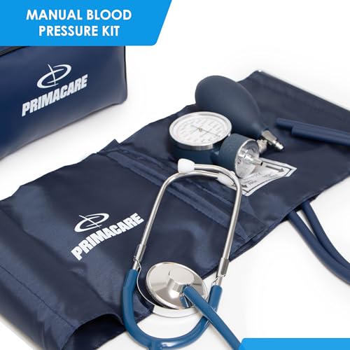 Primacare DS-9197-BL Professional Classic Series Manual Adult Size Blood Pressure Kit, Emergency Bp kit with Stethoscope a...