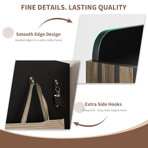 GarveeHome Shoe Cabinet，Large Shoe Cabinet with 3 Doors,Adjustable Shelves, Shoe Organizer with Doors for Hallway, Entryway, Living Room,Black+Nut-Brown