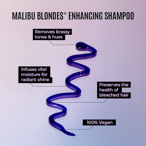 Malibu C Blondes Enhancing Shampoo & Conditioner Duo (33.8 oz) - Revitalizing Purple Shampoo & Conditioner for Hair Health + Brilliancy - Blondes Hair Care