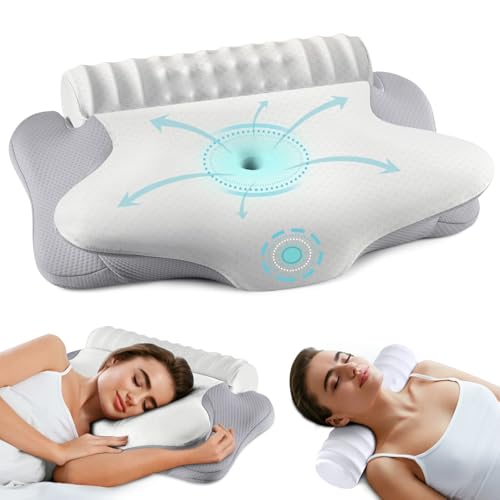 onesmile Cervical and Roll Neck Pillow - 2 in 1 Ergonomic Pillows, Neck Support Pillow for Sleeping, Memory Foam Pillows f...
