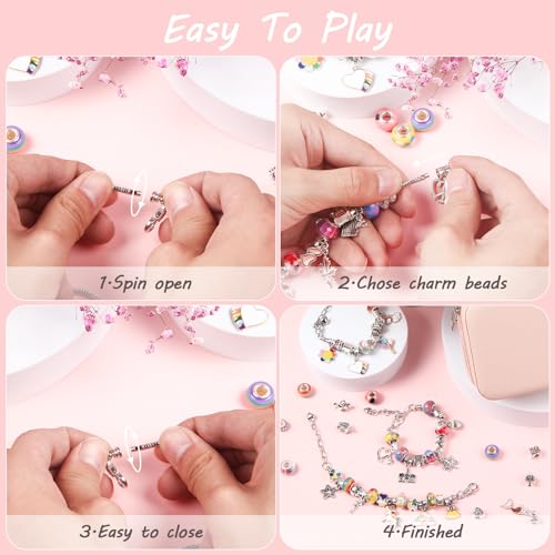 UFU Charm Bracelet Making Kit, Jewelry Making Kit Craft Gift for Girls 5 6 7 8-12, A Sweet Birthday Gift to Inspire Imagin...