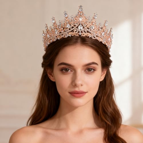 Gold Tiara for Women,Tiaras for Girl Bride Wedding Hair Accessories for Bridal Birthday Party Prom Halloween Cos-play Cost...