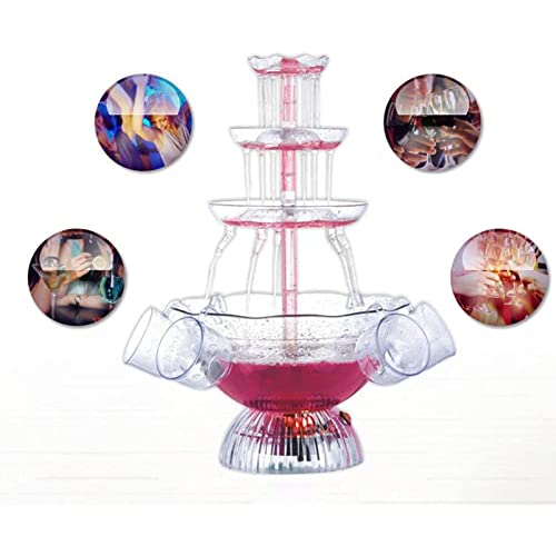 WIKINK 3 Layers Party Water Fountains, LED Lighted Wine Fountain, Light-Up Flow Drink Fountain with 1.5 Gallon 5 Reusable ...