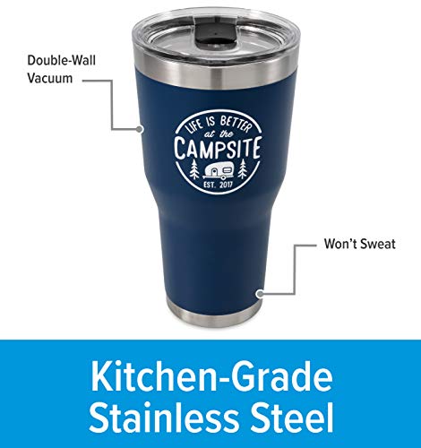Camco Life is Better at The Campsite Tumbler | Heavy Duty Double Wall Vacuum Insulation | Crafted of 18/8 Stainless Steel...