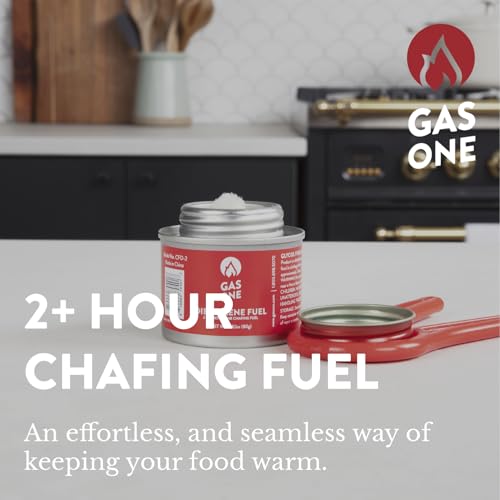 GasOne 2+ Hour Chafing Fuel - Food Warmer for Chafing Dish Buffet Set - Liquid Safe Fuel with Wick & Lid Opener for Chafing Dish (Pack of 6)