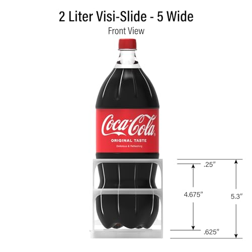Visi-Slide 2Liter, 5 wide Soda Beverage Dispenser - Gravity Fed Glide for Angled Shelves for Coolers, Commercial Refrigera...