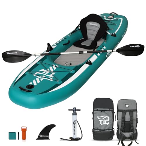 TIGERXBANG 10.2'x35''x8'' Inflatable Kayak with Detachable Seat, SUP-Kayak Set Includes Hand Pump/Aluminum Oar/Backpack, B...