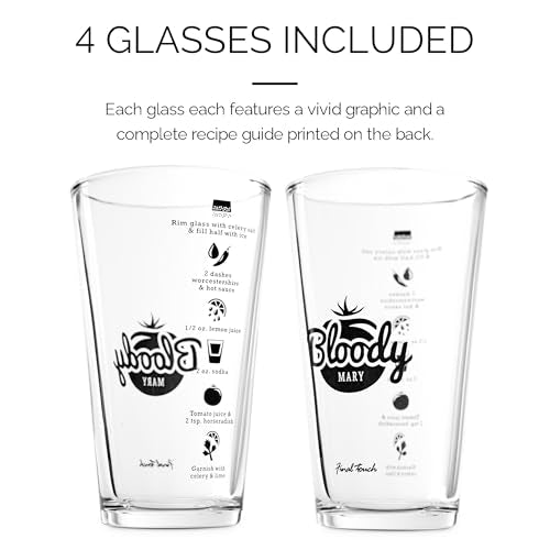 Final Touch Bloody Mary Set - 6 Piece Cocktail Kit with Glasses, Rimmer Tray, and Recipe Guide - Perfect for Home Bartende...