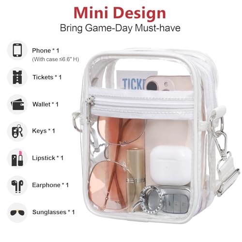 PACKISM Clear Bag for Stadium Events - Small Clear Purses for Women Crossbody Messenger Bag for Concerts Sporting Events