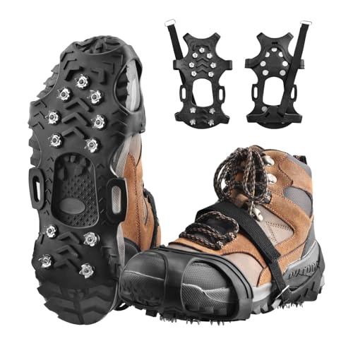 TRIWONDER Ice Cleats for Shoes and Boots Anti Slip Ice Grips Snow Crampons Traction Cleats Hiking Fishing Walking Gear